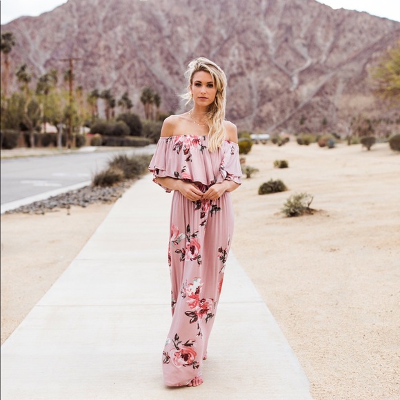 Flash sale!! Last One!! Mauve floral maxi dress - Picture 2 of 3